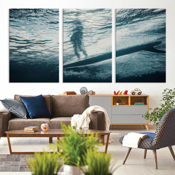 71192524-MGV-CV-36X24-Submerged Surf Wall Art Canvas Print, Framed Underwater Perspective Art Picture Print, Ocean Surf Perfect Coastal Adventure Decor