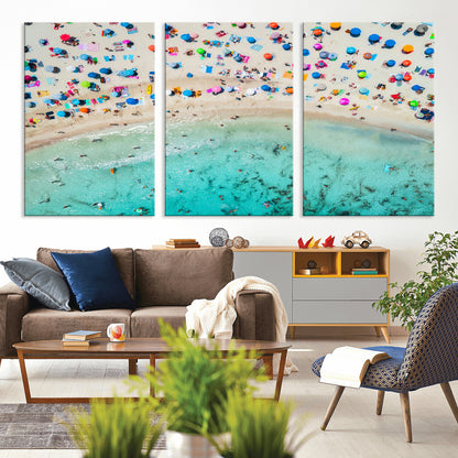76172085-MGV-CV-36X24-Tropical Shoreline Wall Art Canvas Print, Framed Beach Relaxing Art Picture Print, Aerial Summer Perfect Coastal Vibrant Decor