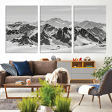 46884246-MGV-CV-36X24-Snowy Mountain Wall Art Canvas Print, Framed Mountain Peaks Art Picture Print, Alpine Mountains Perfect Minimalist Alpine Decor