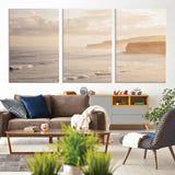 57669769-MGV-CV-36X24-Misty Coastal Wall Art Canvas Print, Framed Golden Sunset Art Picture Print, Serene Shoreline Perfect Tranquil Coastal Decor