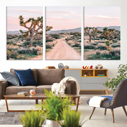 12540952-MGV-CV-36X24-Joshua Tree Park Wall Art Canvas Print, Framed Desert Road Art Picture Print, Sunset Drive Perfect Southwestern Boho Decor Artwork