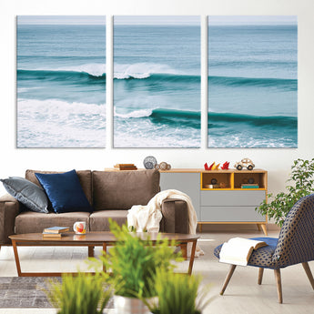 73692470-MGV-CV-36X24-Ocean Swell Wall Art Canvas Print, Framed Surf Waves Art Picture Print, Blue Water Perfect Coastal Dynamic Decor Artwork