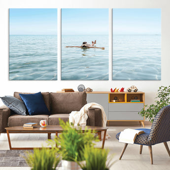 32624554-MGV-CV-36X24-Swimming Relaxation Wall Art Canvas Print, Framed Peaceful Water Art Picture Print, Clear Sea Perfect Minimalist Aquatic Decor