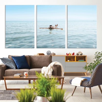 32624554-MGV-CV-36X24-Swimming Relaxation Wall Art Canvas Print, Framed Peaceful Water Art Picture Print, Clear Sea Perfect Minimalist Aquatic Decor