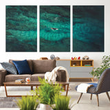 93287752-MGV-CV-36X24-Ocean Surf Wall Art Canvas Print, Framed Blue Waters Art Picture Print, Vibrant Seascape Perfect Coastal Adventure Decor Artwork