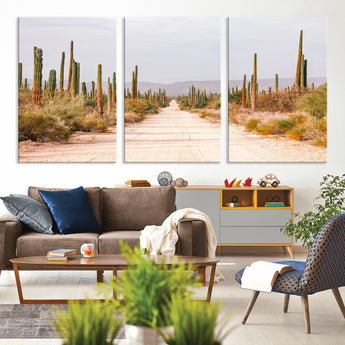 30742780-MGV-CV-36X24-Desert Cactus Wall Art Canvas Print, Framed Southwestern Art Picture Print, Bohemian Western Perfect Southwestern Boho Decor