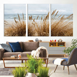14270839-MGV-CV-36X24-Beach Grass Wall Art Canvas Print, Framed Coastal Dunes Art Picture Print, Dune Grass Perfect Coastal Minimalist Decor Artwork