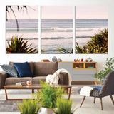 23287092-MGV-CV-36X24-Ocean Surfer Wall Art Canvas Print, Framed Coastal Surf Art Picture Print, Tropical Beach Perfect Tropical Coastal Decor Artwork