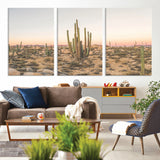 76234974-MGV-CV-36X24-Desert Cactus Wall Art Canvas Print, Framed Baja Desert Art Picture Print, Pastel Desert Perfect Southwestern Boho Decor Artwork