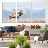96024025-MGV-CV-36X24-Elk Photography Wall Art Canvas Print, Framed Mountain Wildlife Art Picture Print, Rustic Lodge Decor Perfect Rustic Lodge Decor