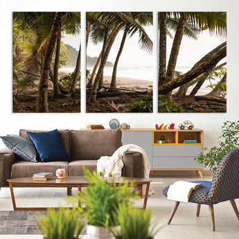 92093951-MGV-CV-36X24-Tropical Jungle Wall Art Canvas Print, Framed Palm Tree Forest Art Picture Print, Coastal Escape Perfect Jungle Retreat Decor