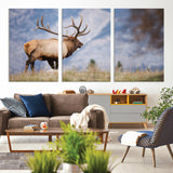 26365841-MGV-CV-36X24-Mountain Elk Art Wall Art Canvas Print, Framed Rustic Wildlife Print Art Picture Print, Lodge Style Decor Perfect Rustic Lodge