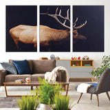 91871131-MGV-CV-36X24-Rustic Elk Art Wall Art Canvas Print, Framed Moody Wildlife Decor Art Picture Print, Western Animal Print Perfect Western Lodge