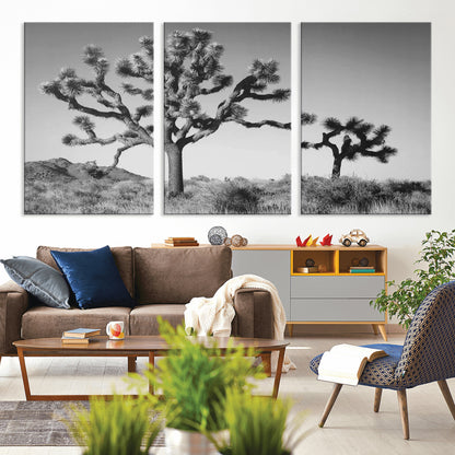 50975475-MGV-CV-36X24-Joshua Tree Art Wall Art Canvas Print, Framed Desert Tree Print Art Picture Print, Black White Nature Perfect Southwestern Boho