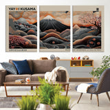 55739266-MGV-CV-36X24-Japanese Wall Art Print – Abstract Yayoi Kusama Inspired Dotted Landscape Poster, Surreal Oriental Mountain and Cherry Blossom