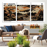 96372548-MGV-CV-36X24-Japanese Landscape Wall Art Print – Mt. Fuji Poster with Bonsai Tree & River, Ukiyo-e Inspired Modern Japanese Artwork, Autumn
