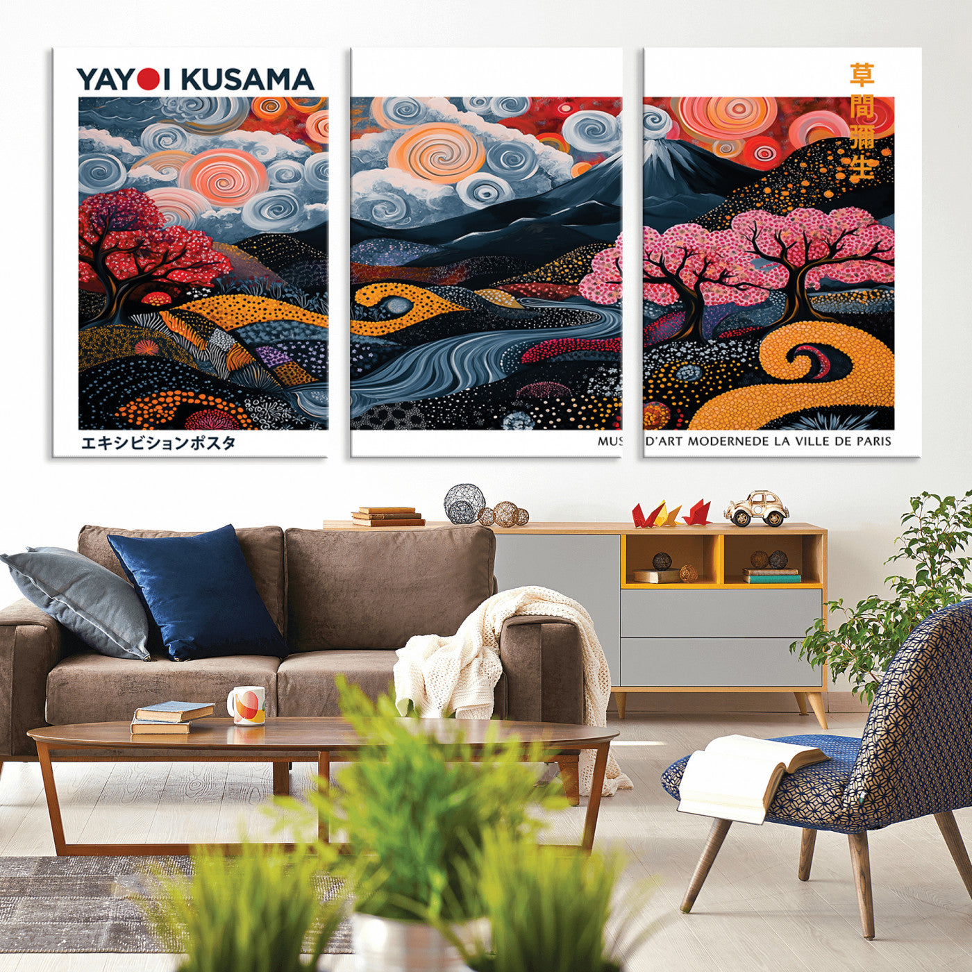 43879290-MGV-CV-36X24-Japanese Abstract Wall Art – Mount Fuji Cherry Blossom Canvas Print, Modern Asian Inspired Landscape Decor for Living Room,