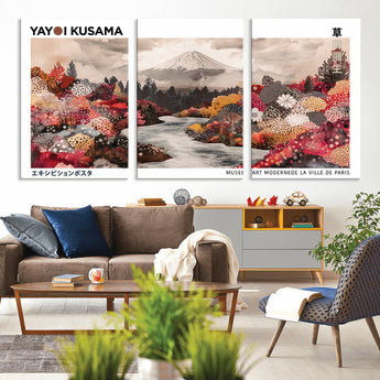 32352074-MGV-CV-36X24-Japanese Landscape Wall Art – Mount Fuji River Canvas Print, Modern Asian Inspired Nature Decor for Living Room, Bedroom, Office