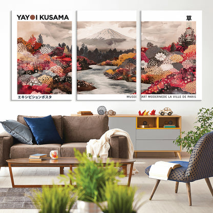 32352074-MGV-CV-36X24-Japanese Landscape Wall Art – Mount Fuji River Canvas Print, Modern Asian Inspired Nature Decor for Living Room, Bedroom, Office