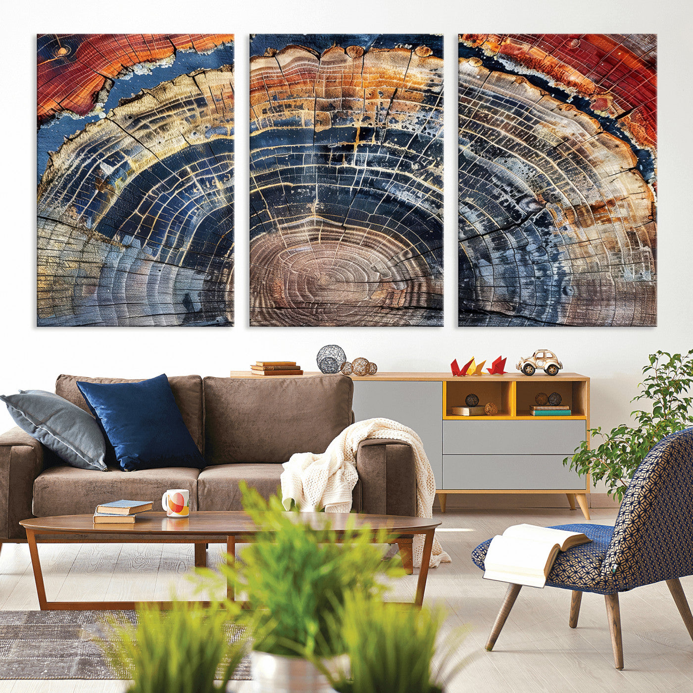 38987581-MGV-CV-36X24-Tree Ring Art Wall Art Canvas Print, Framed Rustic Wall Decor Art Picture Print, Nature Grain Print Perfect Modern Rustic Decor