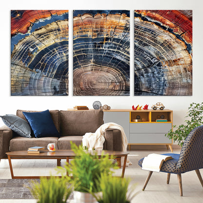 38987581-MGV-CV-36X24-Tree Ring Art Wall Art Canvas Print, Framed Rustic Wall Decor Art Picture Print, Nature Grain Print Perfect Modern Rustic Decor
