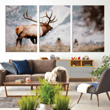 70489411-MGV-CV-36X24-Elk Photography Wall Art Canvas Print, Framed Mountain Wildlife Art Picture Print, Rustic Nature Decor Perfect Rustic Lodge Decor