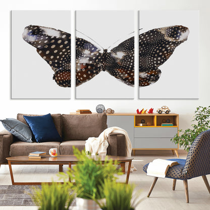 99831147-MGV-CV-36X24-Spotted Butterfly Wall Art Canvas Print, Framed Neutral Insect Theme Art Picture Print, Earthy Wing Pattern Perfect Modern Rustic