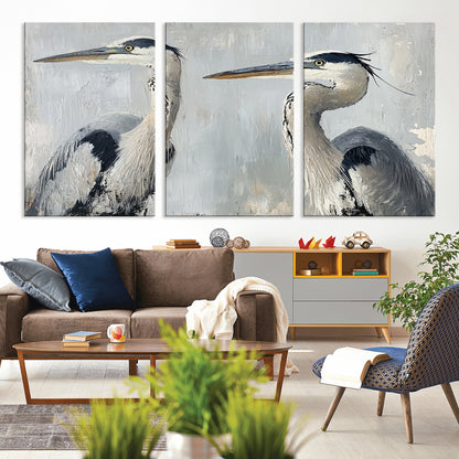 19427826-MGV-CV-36X24-Bird Canvas Decor Wall Art Canvas Print, Framed Coastal Bird Pair Art Picture Print, Minimalist Wildlife Wall Perfect Coastal