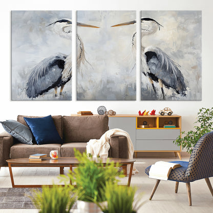 90806932-MGV-CV-36X24-Heron Wall Art Wall Art Canvas Print, Framed Bird Canvas Decor Art Picture Print, Nature Inspired Perfect Coastal Minimalist Decor