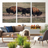 58141885-MGV-CV-36X24-Bison Photography Wall Art Canvas Print, Framed Western Wildlife Art Picture Print, Modern Ranch Perfect Western Rustic Decor