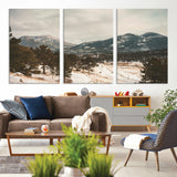 77311749-MGV-CV-36X24-Mountain Landscape Wall Art Canvas Print, Framed Snowy Peaks Art Picture Print, Alpine Aesthetic Perfect Rustic Winter Decor