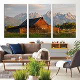 31771014-MGV-CV-36X24-Rustic Barn Wall Art Canvas Print, Framed Western Landscape Art Picture Print, Farmhouse Style Perfect Rustic Farmhouse Decor