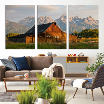 31771014-MGV-CV-36X24-Rustic Barn Wall Art Canvas Print, Framed Western Landscape Art Picture Print, Farmhouse Style Perfect Rustic Farmhouse Decor