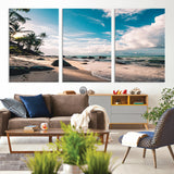 95301406-MGV-CV-36X24-Tropical Beach Wall Art Canvas Print, Framed Ocean Waves Art Picture Print, Relazxing Seascape Perfect Tropical Coastal Decor