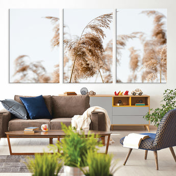 17019393-MGV-CV-36X24-Pampas Grass Wall Art Canvas Print, Framed Neutral Tones Art Picture Print, Minimalist Nature Perfect Boho Minimalist Decor