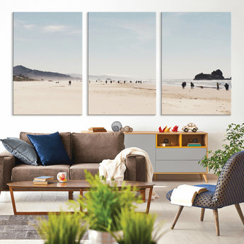 28307820-MGV-CV-36X24-Minimalist Beach Wall Art Canvas Print, Framed Coastal Serenity Art Picture Print, Soft Sand Perfect Modern Coastal Decor Artwork