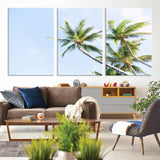 54719115-MGV-CV-36X24-Palm Trees Wall Art Canvas Print, Framed Tropical Aesthetic Art Picture Print, Coastal Serenity Perfect Tropical Minimalist Decor