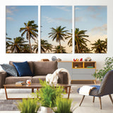 99033771-MGV-CV-36X24-Palm Trees Wall Art Canvas Print, Framed Tropical Vibes Art Picture Print, Coastal Sunset Perfect Coastal Boho Decor Artwork