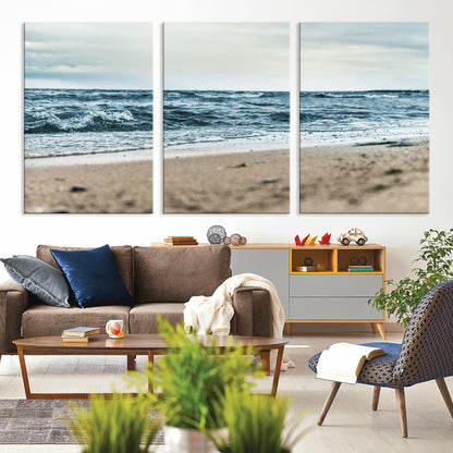 81812590-MGV-CV-36X24-Ocean Wall Art Wall Art Canvas Print, Framed Coastal Canvas Art Picture Print, Moody Seascape Perfect Coastal Minimalist Decor