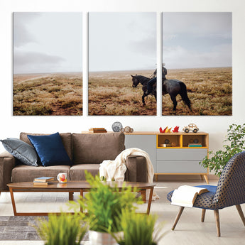 57597730-MGV-CV-36X24-Cowboy Wall Art Wall Art Canvas Print, Framed Western Canvas Art Picture Print, Rustic Ranch Scene Perfect Rustic Western Decor