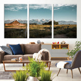 92497443-MGV-CV-36X24-Rustic Farmhouse Wall Art Canvas Print, Framed Mountain Cabin Art Picture Print, Western Landscape Perfect Rustic Farmhouse Decor
