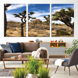 25722592-MGV-CV-36X24-Joshua Tree Desert Wall Art Canvas Print, Framed Southwestern Nature Art Picture Print, Rustic Earth Tones Perfect Southwestern
