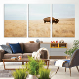 61392510-MGV-CV-36X24-Buffalo Wall Art Wall Art Canvas Print, Framed Western Wildlife Decor Art Picture Print, Rustic Farmhouse Art Perfect Rustic