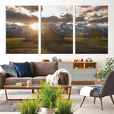 52555760-MGV-CV-36X24-Snowy Peaks Wall Art Canvas Print, Framed Nature Escape Art Picture Print, Rustic Charm Perfect Rustic Western Decor Artwork