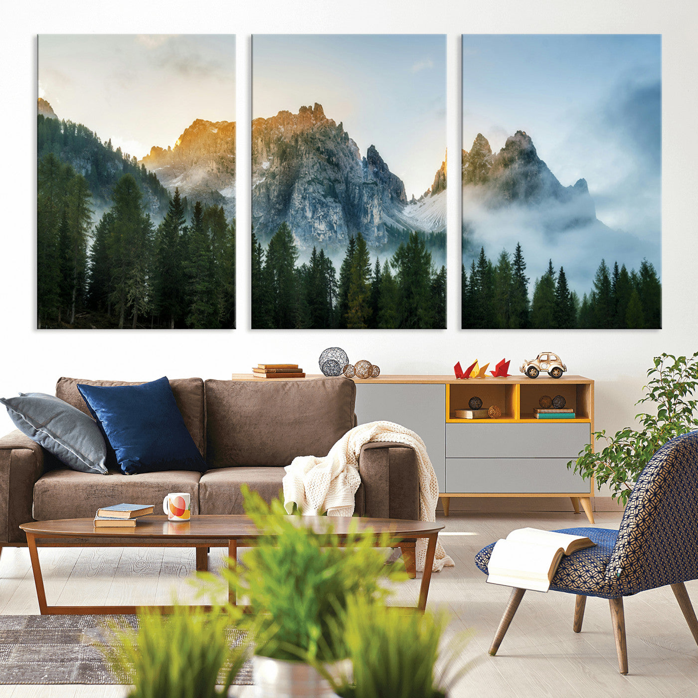 21145440-MGV-CV-36X24-Wilderness Wall Art Wall Art Canvas Print, Framed Nature Landscape Decor Art Picture Print, Misty Forest Photography Perfect