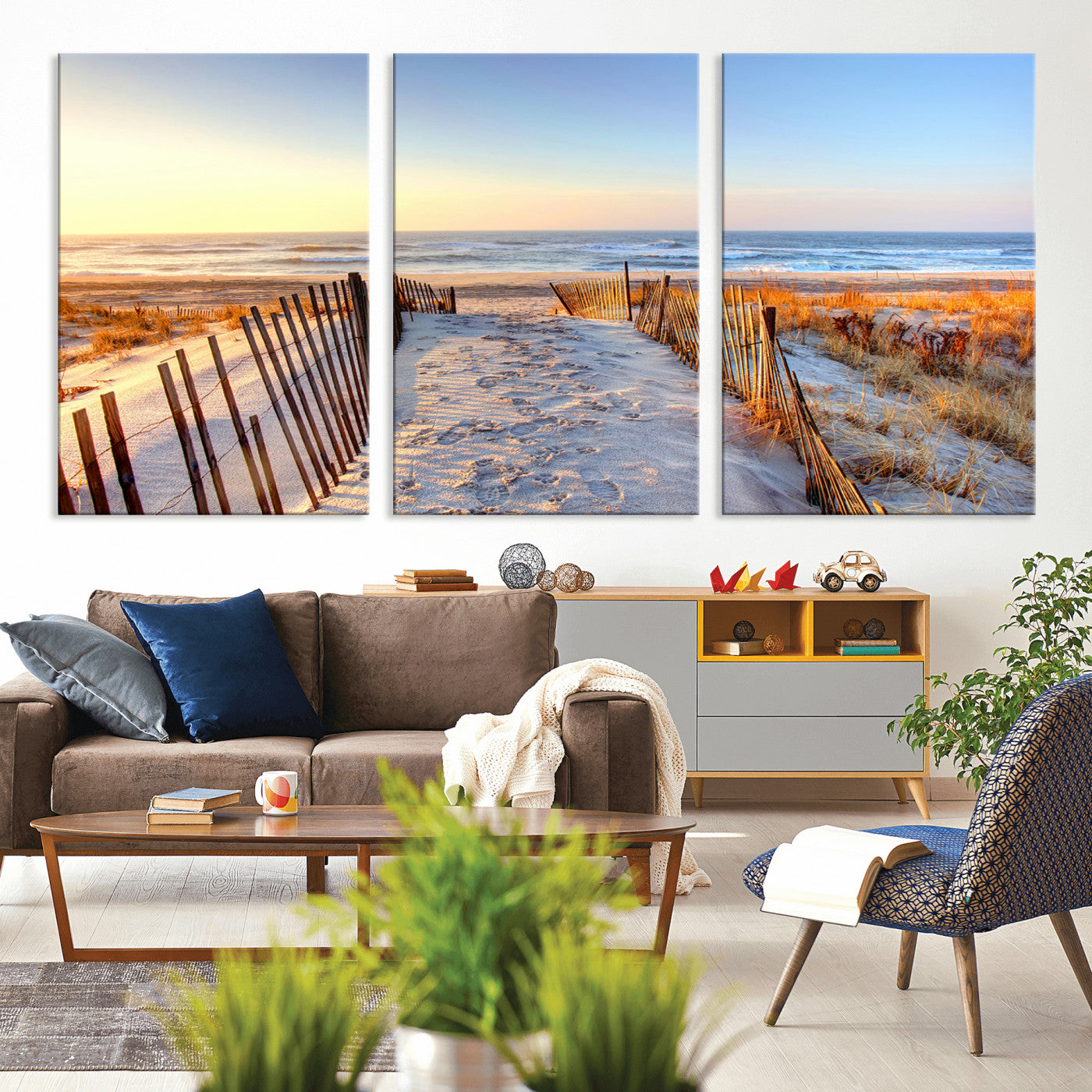 73351887-MGV-CV-36X24-Ocean Sunset Wall Art Wall Art Canvas Print, Framed Nautical Photography Art Picture Print, Summer Beach House Decor Perfect