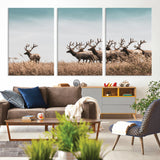 81594705-MGV-CV-36X24-Elk Herd Wall Art Canvas Print, Framed Wildlife Photography Art Picture Print, Rustic Nature Print Perfect Rustic Wildlife Decor