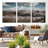 44565953-MGV-CV-36X24-Mountain Landscape Wall Art Canvas Print, Framed Snowy Peaks Art Picture Print, Rugged Highlands Perfect Rustic Adventure Decor