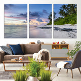75045485-MGV-CV-36X24-Tropical Beach Wall Art Canvas Print, Framed Sunset Glow Art Picture Print, Palm Tree Coast Perfect Tropical Coastal Decor Artwork