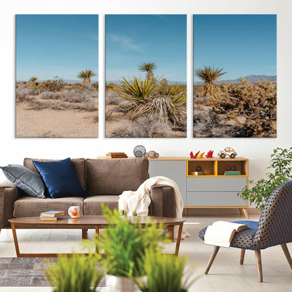 35156165-MGV-CV-36X24-Joshua Tree Wall Art Canvas Print, Framed Desert Landscape Art Picture Print, Warm Earth Tones Perfect Southwestern Minimalist